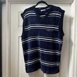 Mecca DNM Vintage 90s Y2K urban streetwear blue striped sweater vest size XL